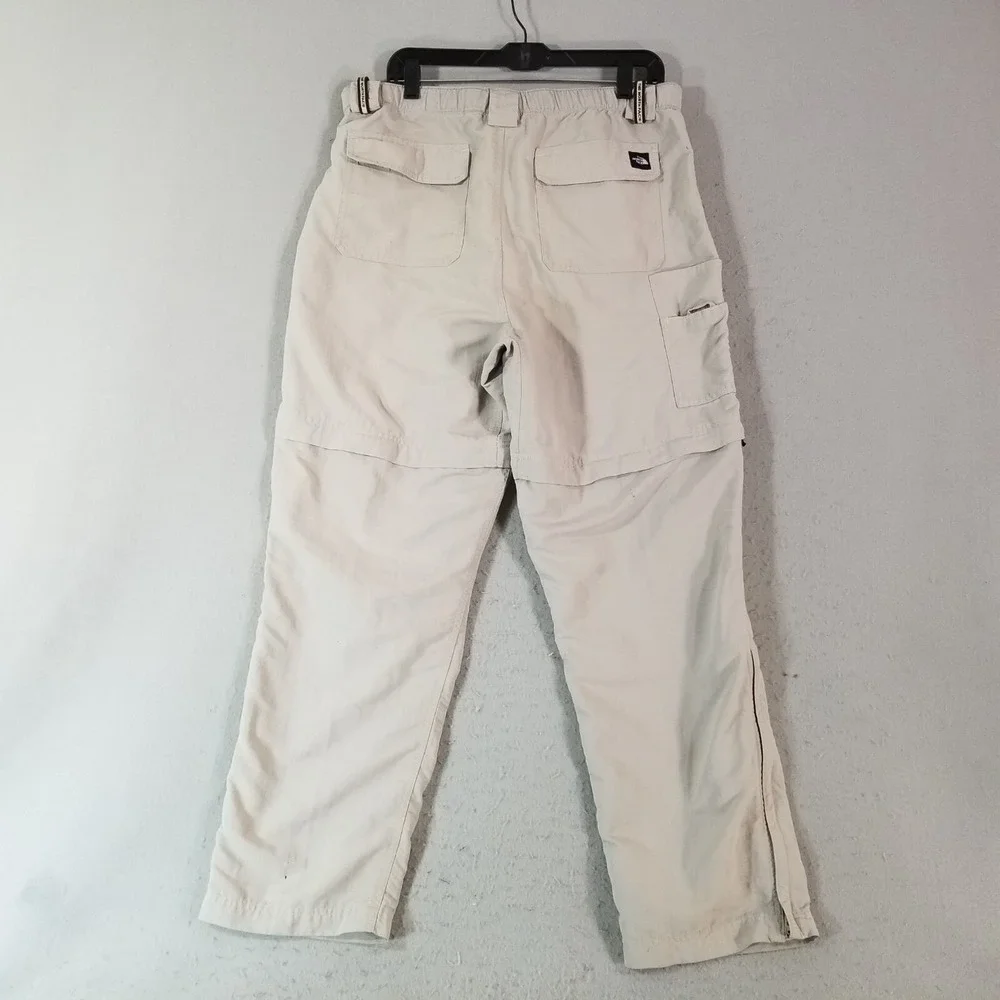 The North Face cargo pants shorts combo men's large beige outdoor nylon flawed